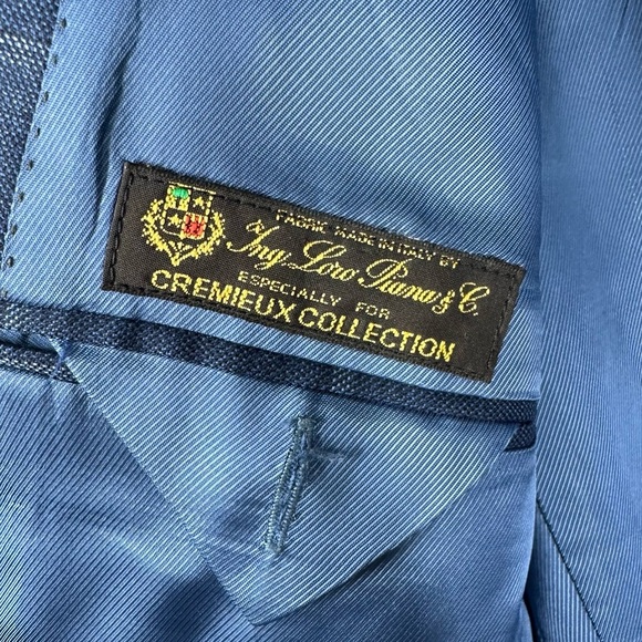 CREMIEUX Loro Piano 44L Blue Wool Windowpane 2 Button Sports Coat Jacket - Picture 8 of 9